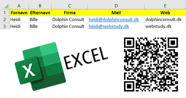 Excel – indsæt QR kode fra Excel-data